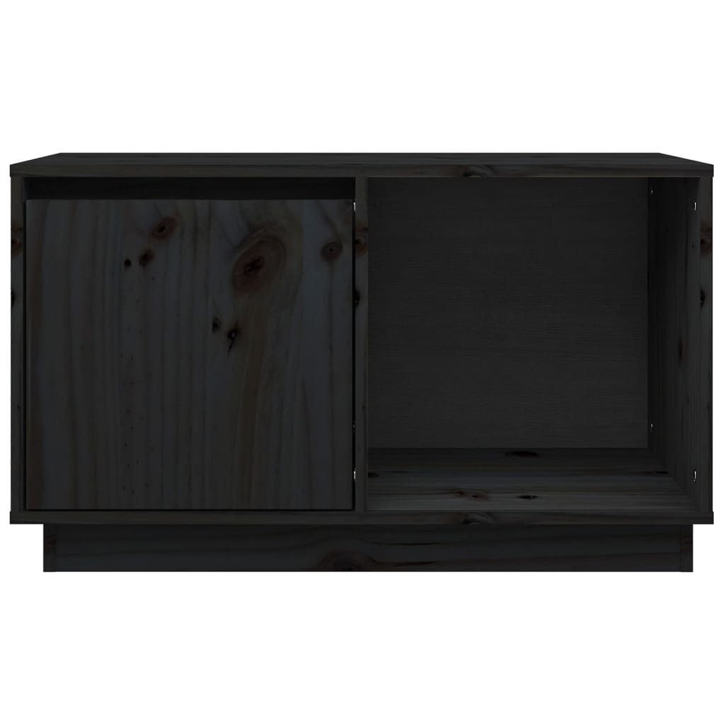 vidaXL fekete tömör fenyőfa TV-szekrény 74 x 35 x 44 cm