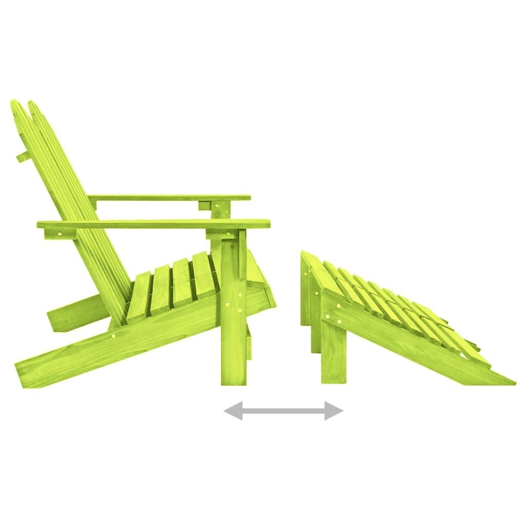 vidaXL kétszemélyes zöld fenyőfa kerti adirondack szék és zsámoly