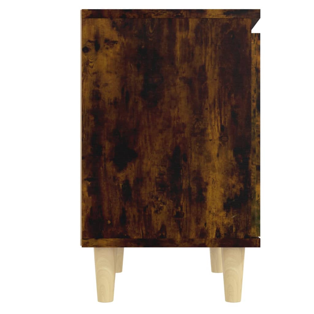 vidaXL füstös tölgy színű éjjeliszekrény tömör fa lábakkal 40x30x50 cm
