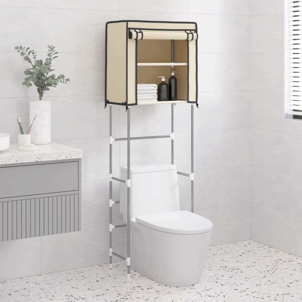 vidaXL 2 szintes krémszínű vas WC feletti tárolóállvány 56x30x170 cm