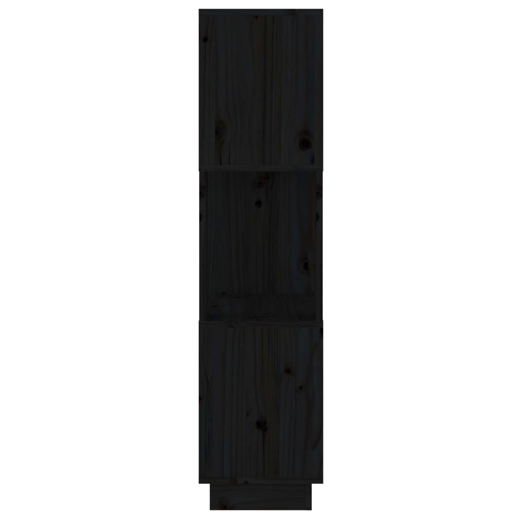 vidaXL fekete tömör fenyőfa könyvszekrény/térelválasztó 51x25x101 cm