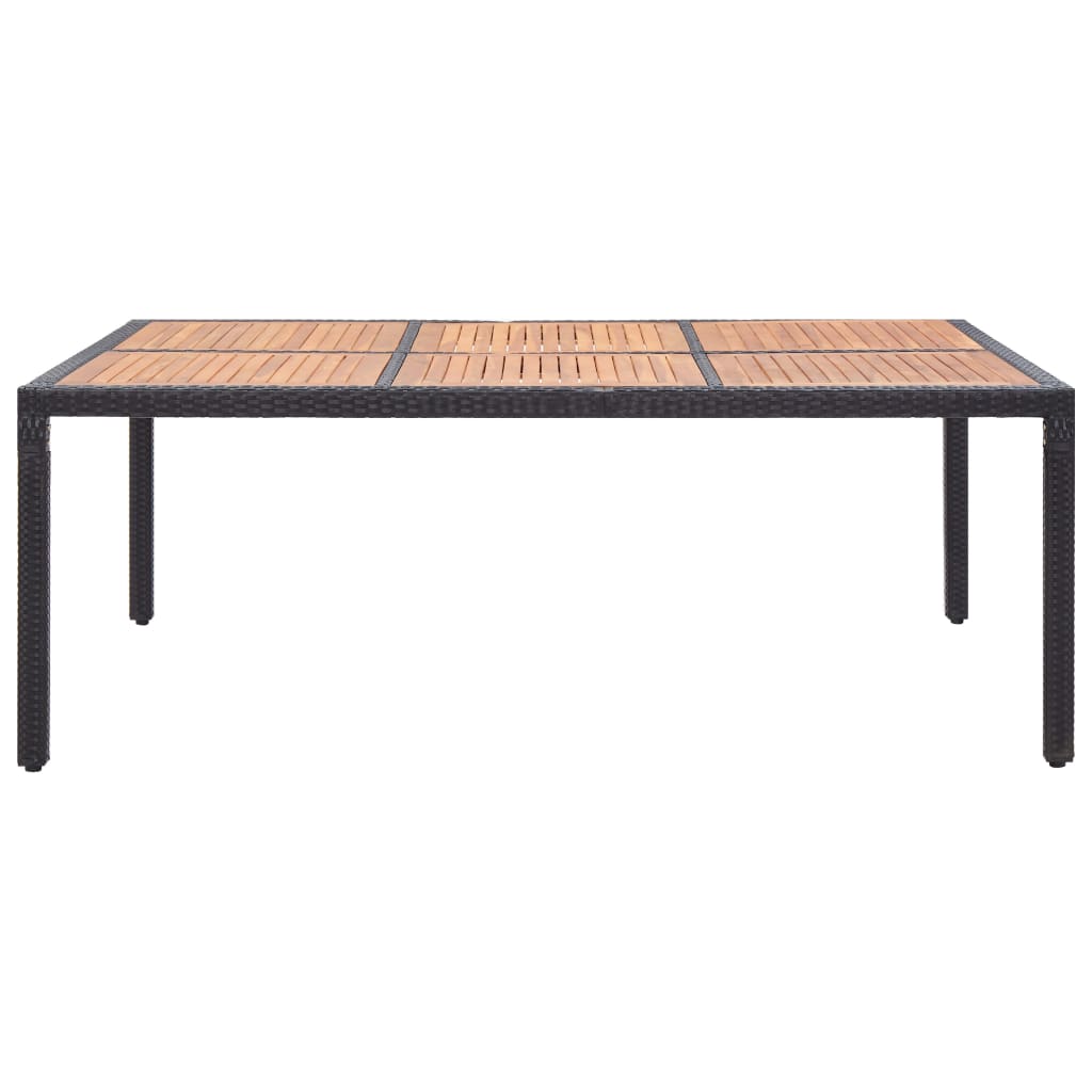 vidaXL fekete polyrattan és akácfa kerti asztal 200 x 150 x 74 cm