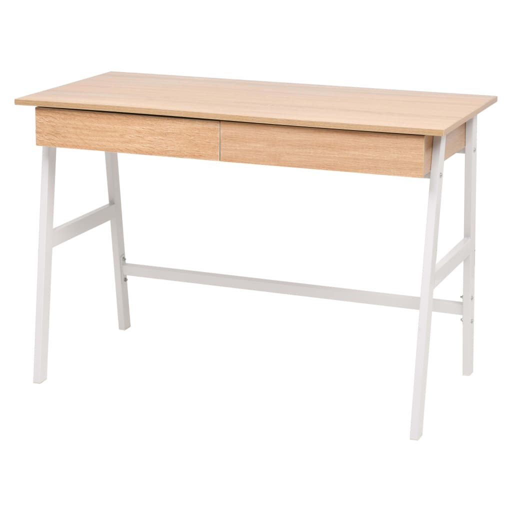 vidaXL tölgyfa/fehér színű íróasztal 110 x 55 x 75 cm
