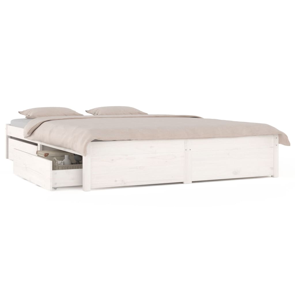 vidaXL fehér ágykeret fiókokkal 120x200 cm