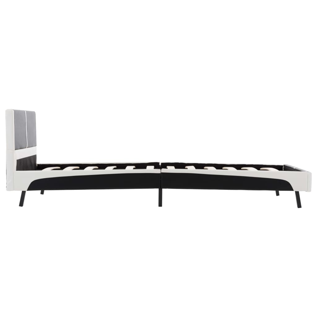 vidaXL fekete és fehér műbőr ágykeret 90 x 200 cm