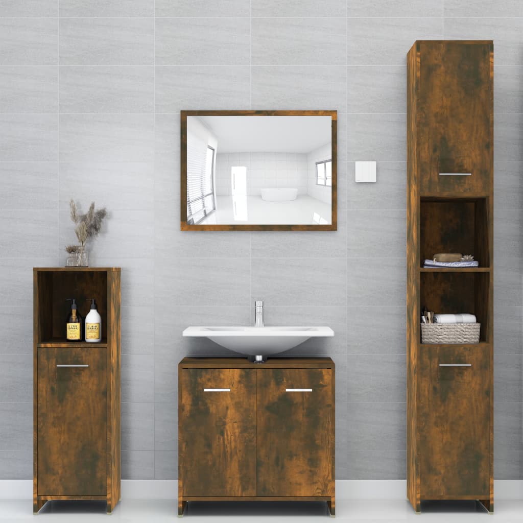 vidaXL füstös tölgyszínű szerelt fa fürdőszobaszekrény 30x30x95 cm