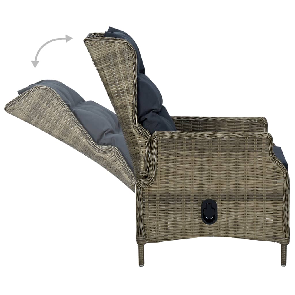 vidaXL barna dönthető polyrattan kerti szék lábzsámollyal