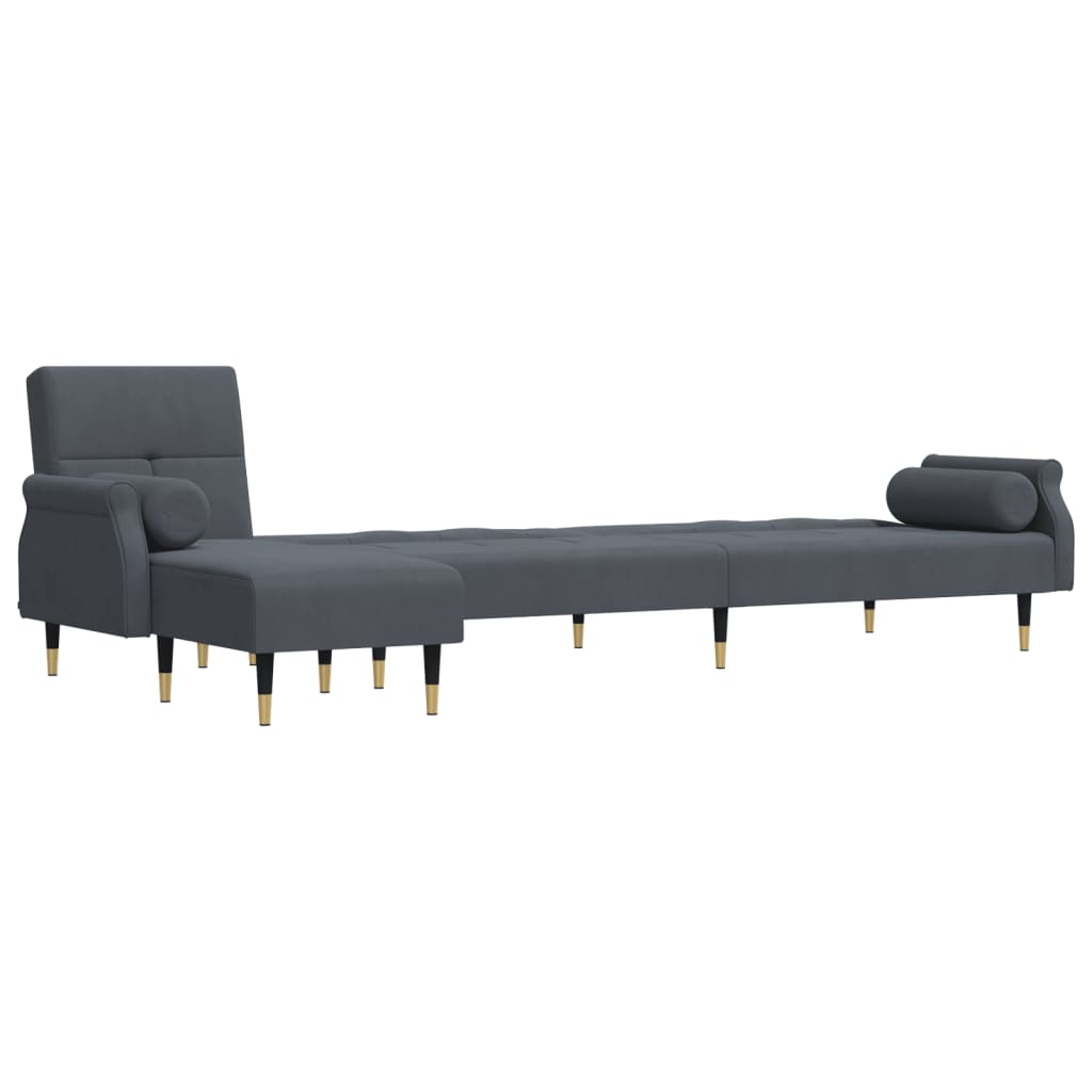 vidaXL sötétszürke L-alakú bársony kanapéágy 271x140x70 cm