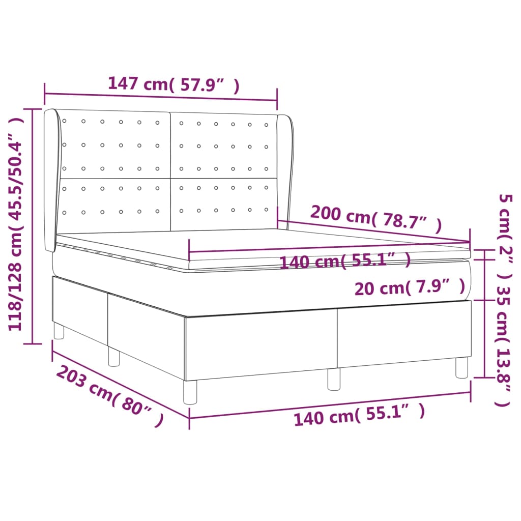 vidaXL tópszínű szövet rugós ágy matraccal 140 x 200 cm