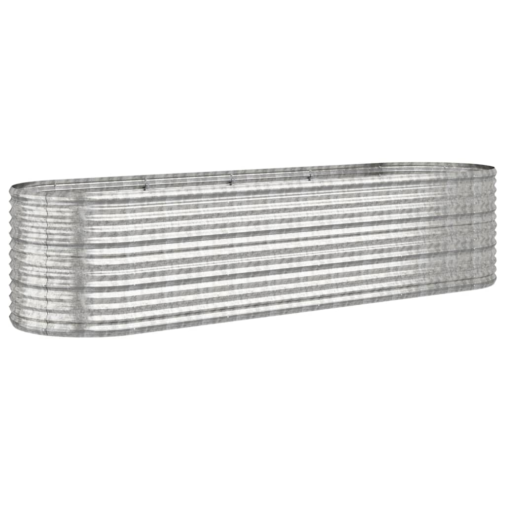vidaXL ezüstszínű porszórt acél kerti magaságyás 296x80x68 cm