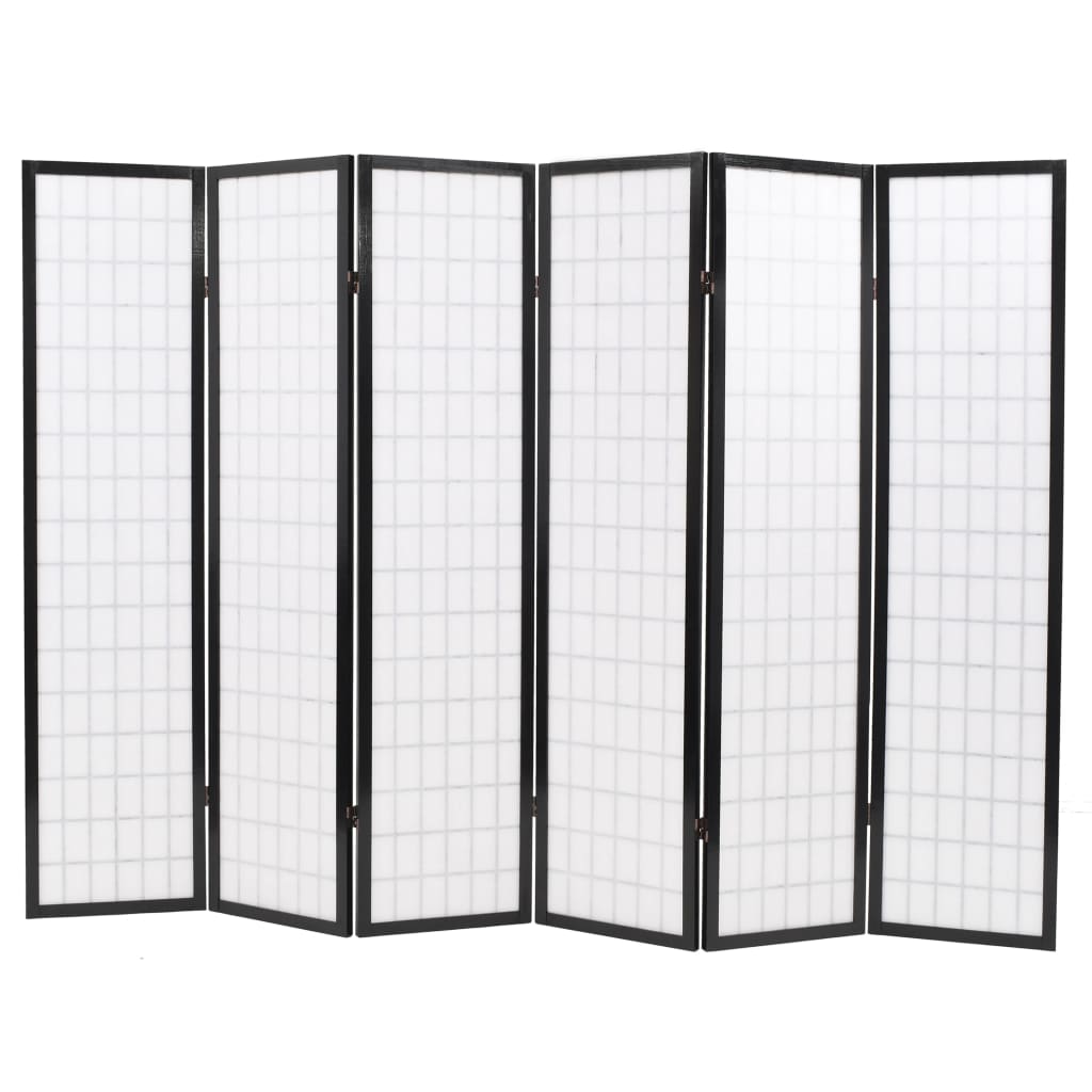 vidaXL 6 paneles, fekete, japán stílusú paraván 240 x 170 cm