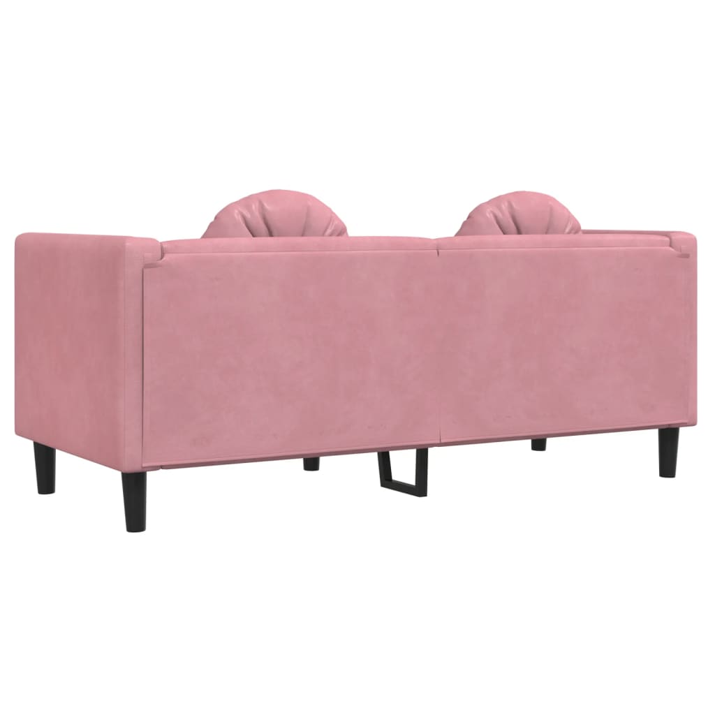 vidaXL rózsaszín bársony kétszemélyes kanapé párnákkal