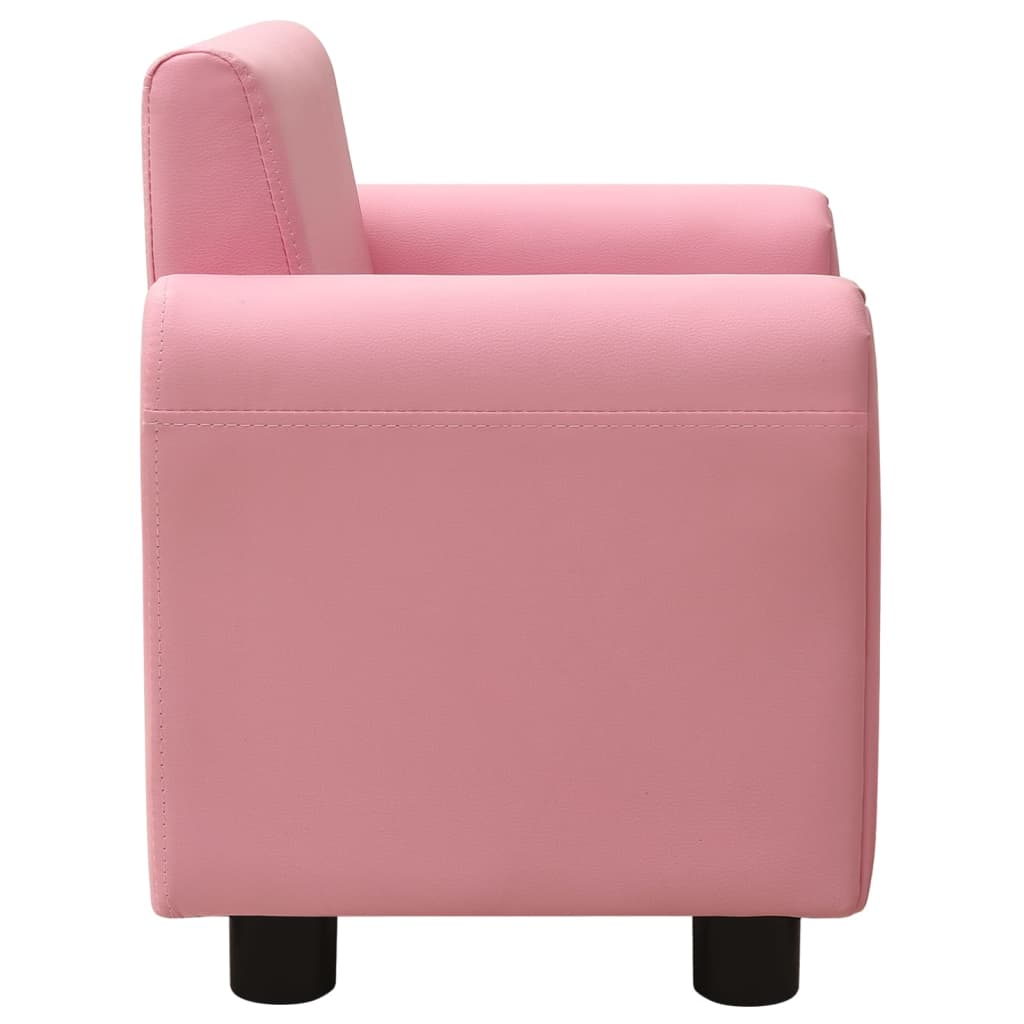 vidaXL rózsaszín műbőr gyermekkanapé lábtartóval