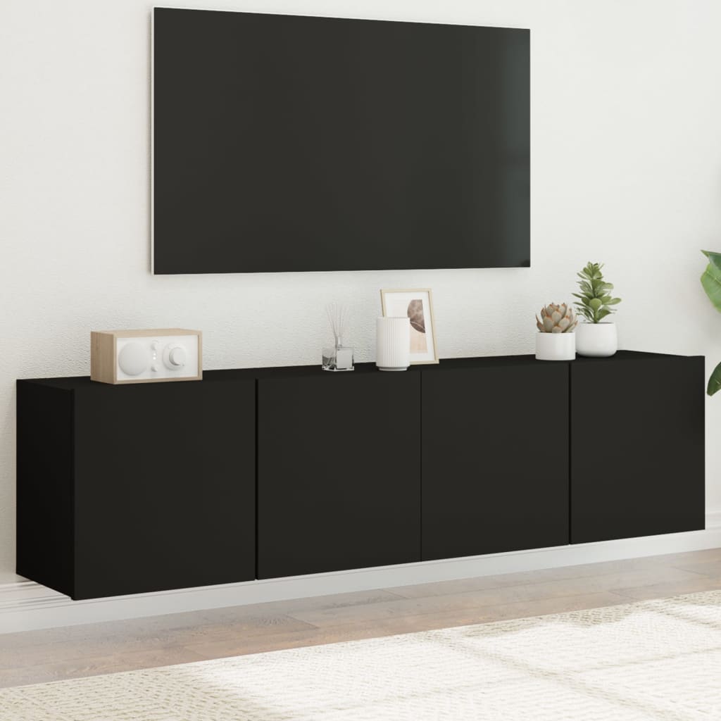 vidaXL 2 db fekete falra szerelhető TV-szekrény 80 x 30 x 41 cm