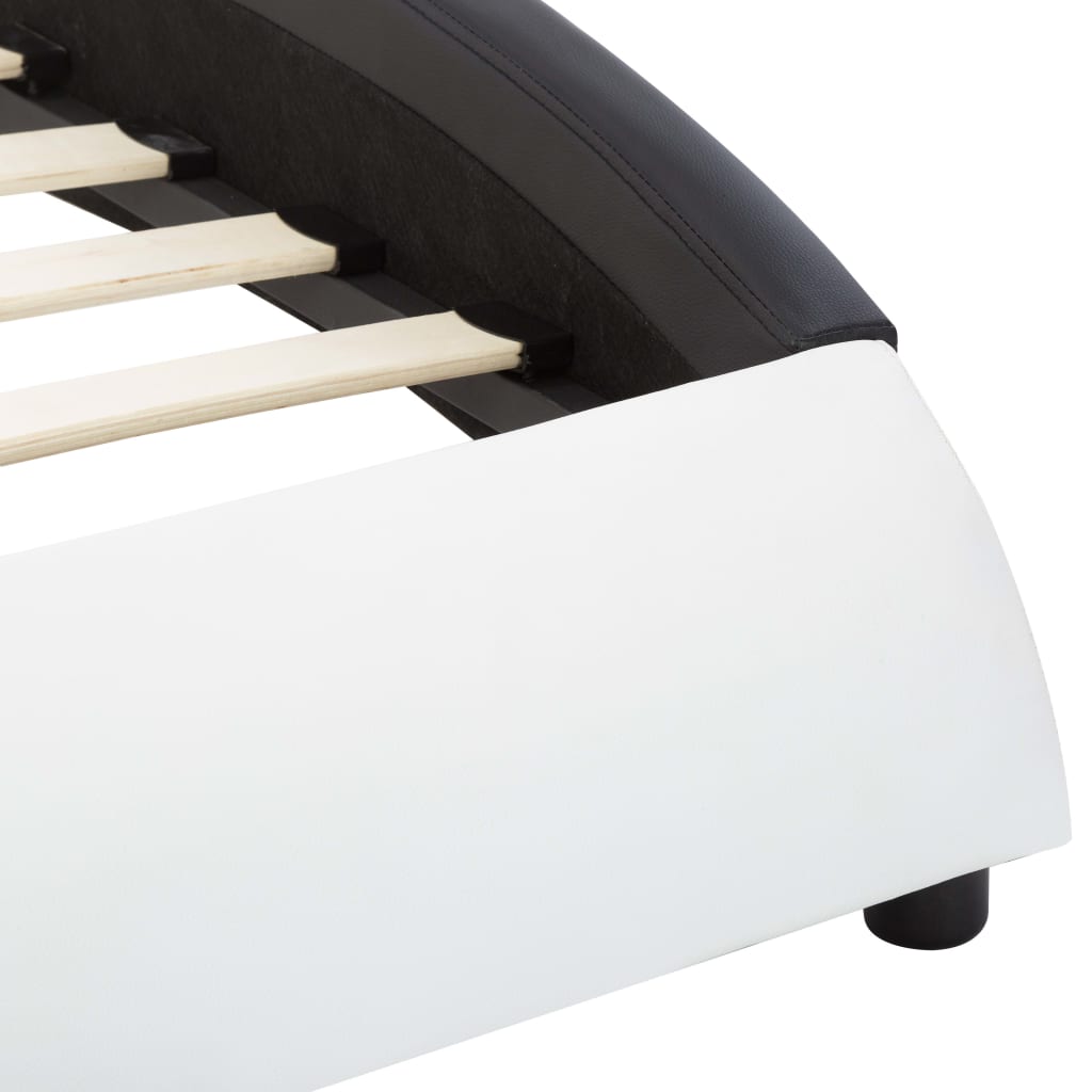 vidaXL fehér és fekete LED-es műbőr ágykeret 160 x 200 cm