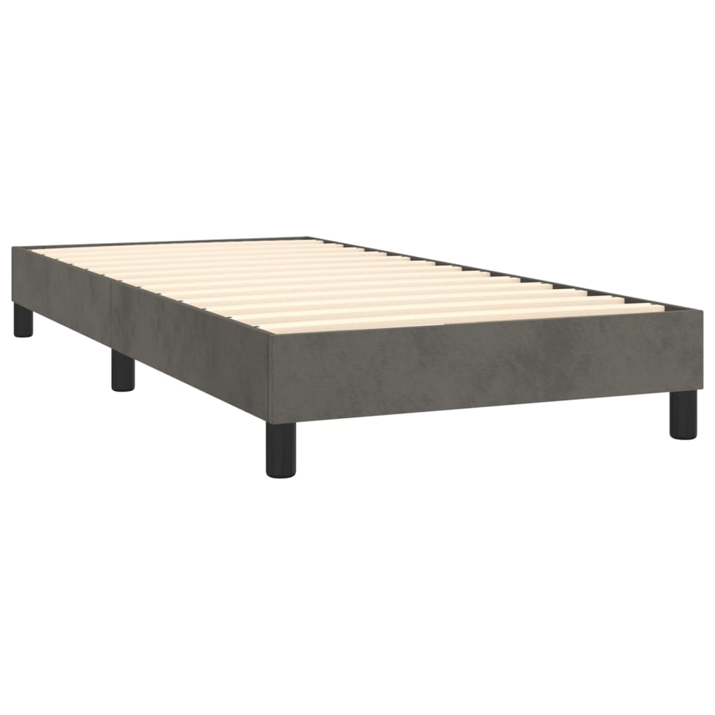 vidaXL sötétszürke bársony rugós ágy matraccal 80 x 200 cm