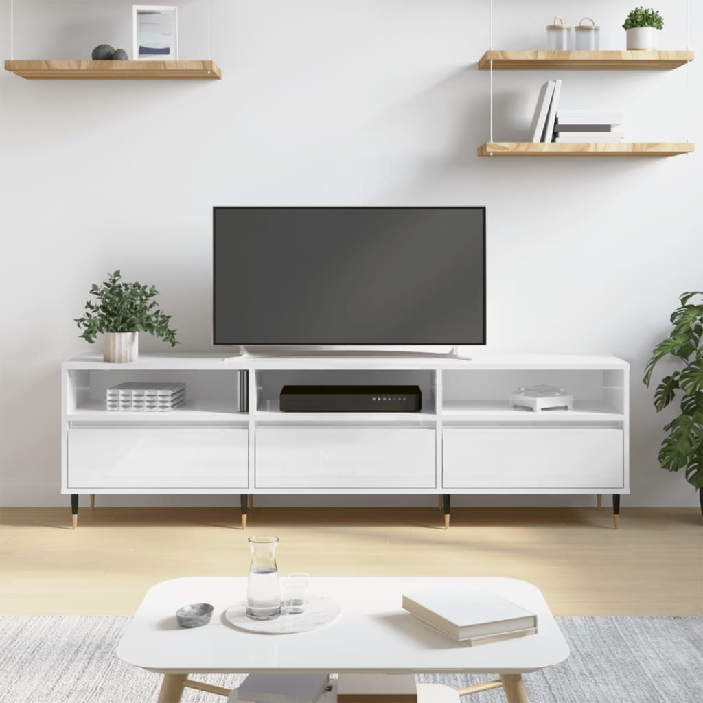 vidaXL magasfényű fehér szerelt fa TV-szekrény 150 x 30 x 44,5 cm