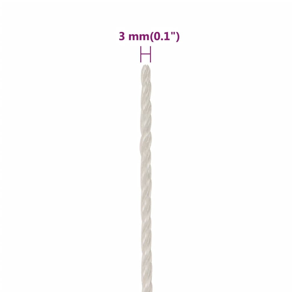 vidaXL fehér polipropilén munkakötél 3 mm 25 m