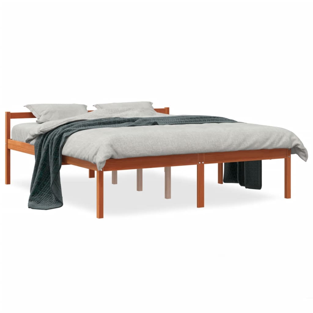 vidaXL viaszbarna tömör fenyőfa időseknek való ágy 160 x 200 cm