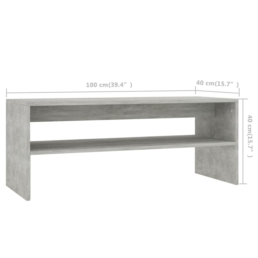 vidaXL betonszürke forgácslap dohányzóasztal 100 x 40 x 40 cm