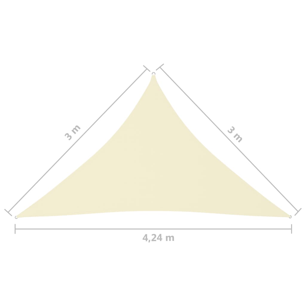 vidaXL krémszínű háromszögű oxford-szövet napvitorla 3 x 3 x 4,24 m