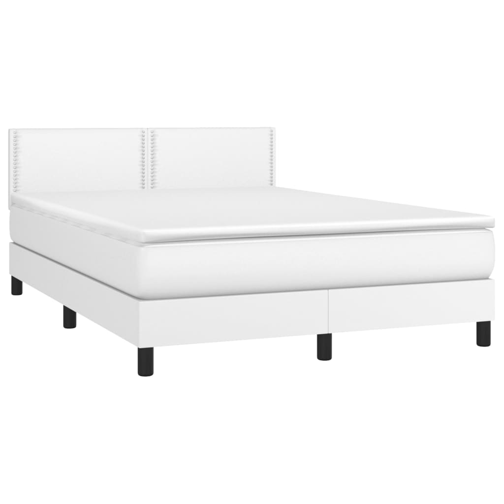 vidaXL fehér műbőr rugós ágy matraccal és LED-del 140x200 cm