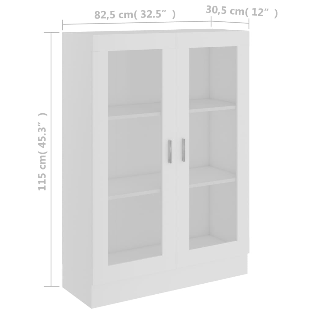 vidaXL fehér forgácslap vitrinszekrény 82,5 x 30,5 x 115 cm