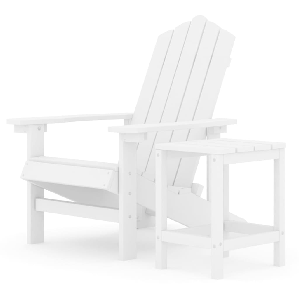 vidaXL fehér HDPE kerti adirondack szék asztallal