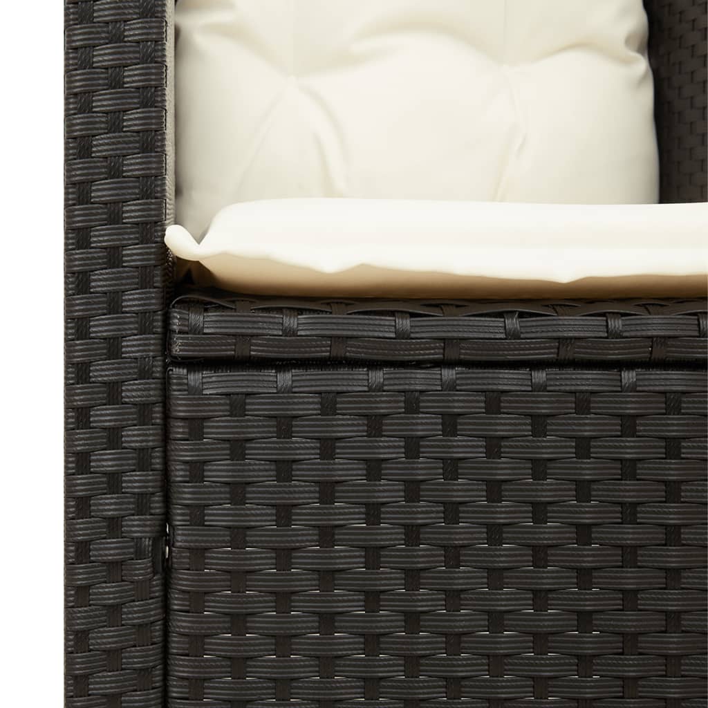 vidaXL fekete polyrattan kerti szék párnákkal