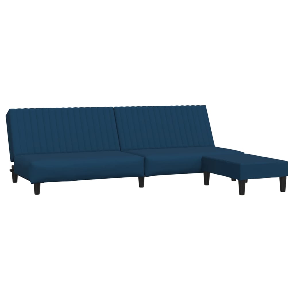 vidaXL kétszemélyes kék bársony kanapéágy lábtartóval