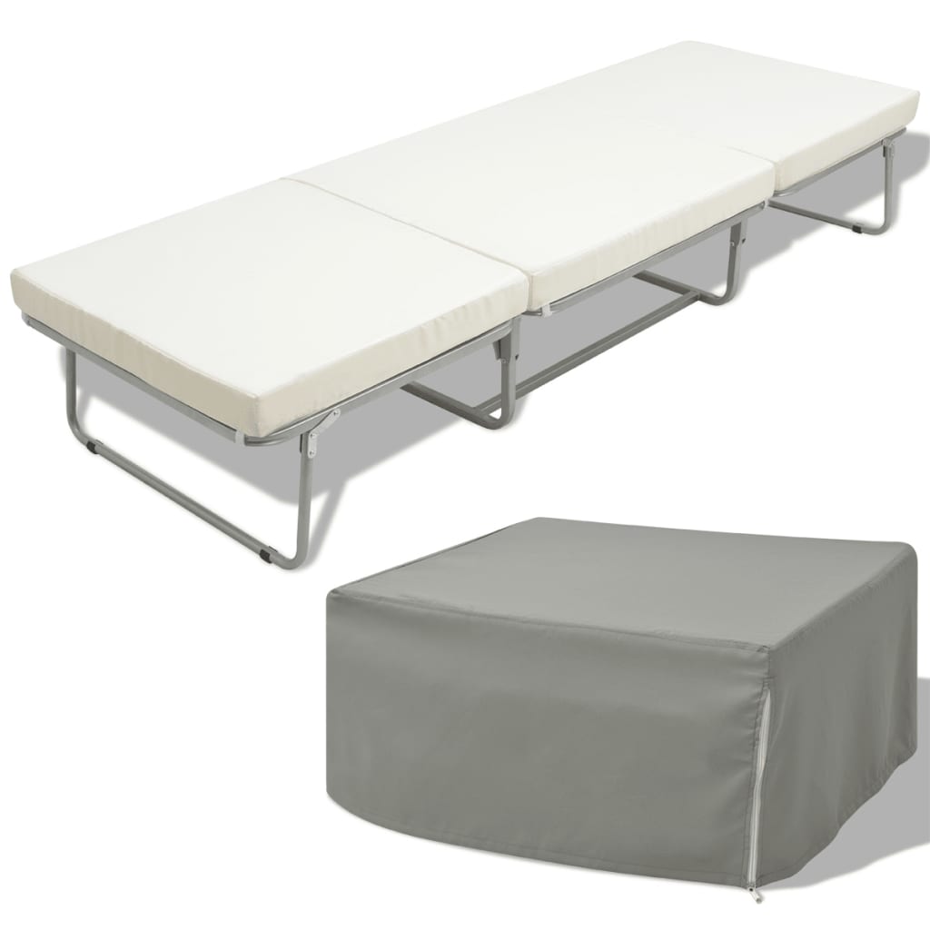 vidaXL fehér acél összecsukható ágy matraccal 70 x 200 cm