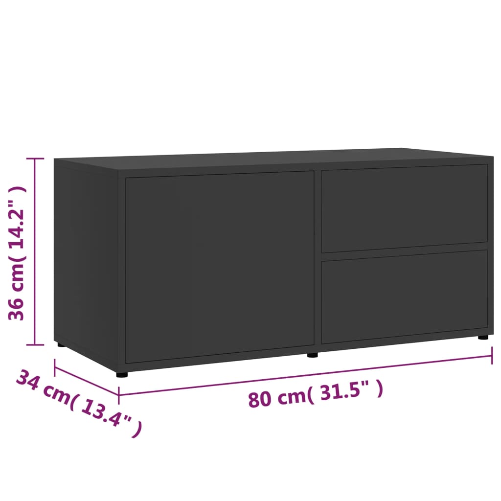 vidaXL szürke forgácslap TV-szekrény 80 x 34 x 36 cm