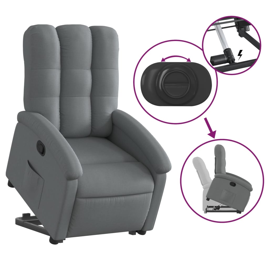 vidaXL sötétszürke szövet felállást segítő dönthető fotel