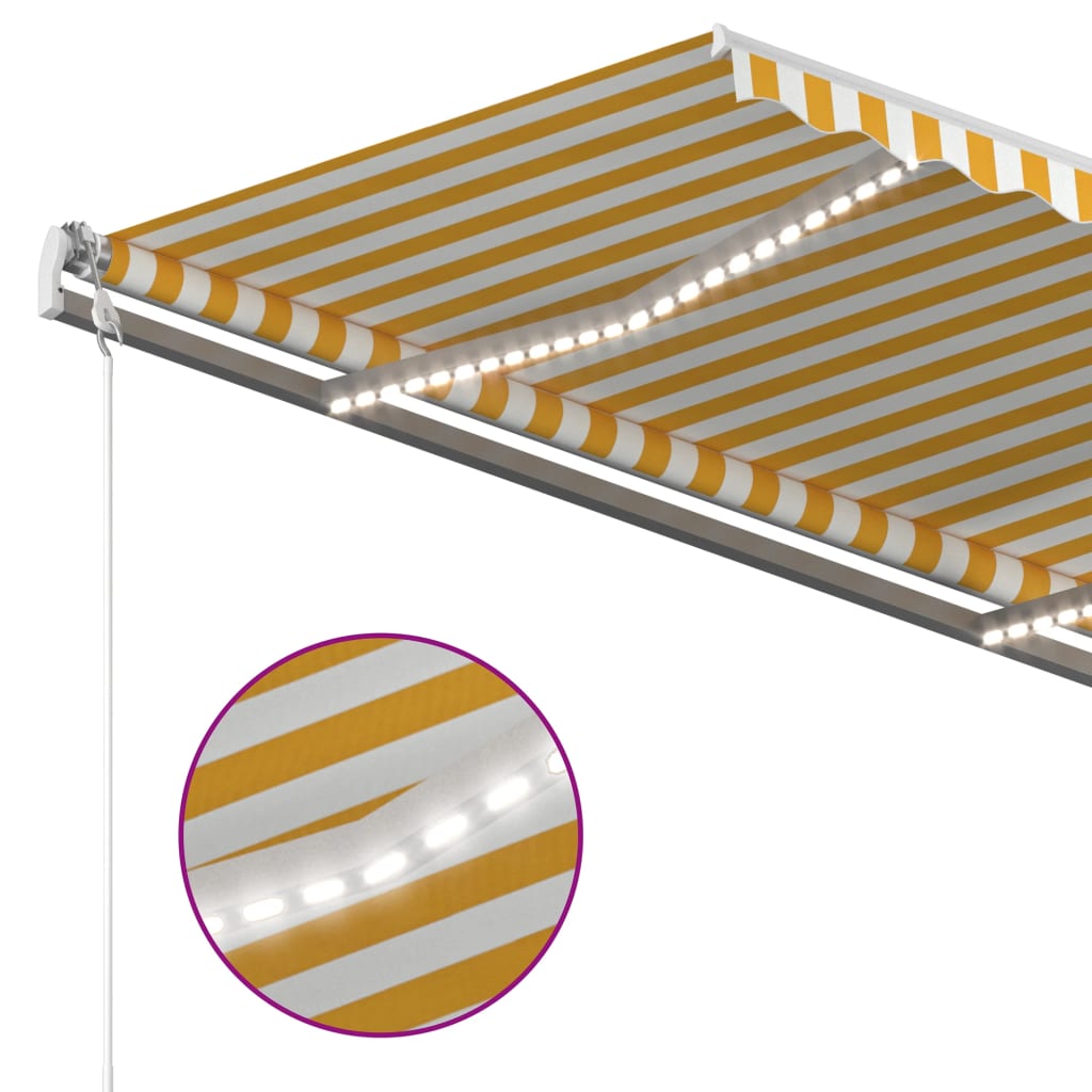 vidaXL sárga-fehér szélérzékelős és LED-es napellenző 300x250 cm