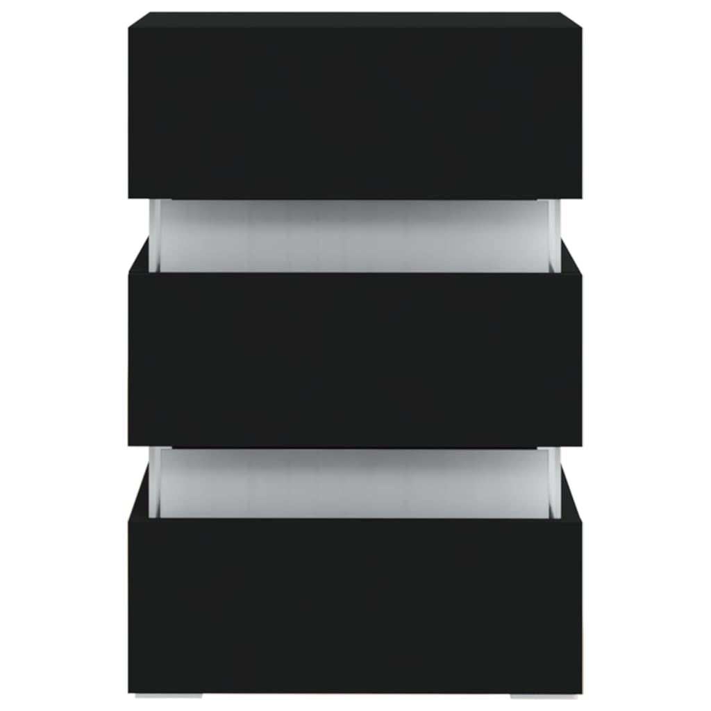 vidaXL fekete szerelt fa LED-es éjjeliszekrény 45 x 35 x 67 cm