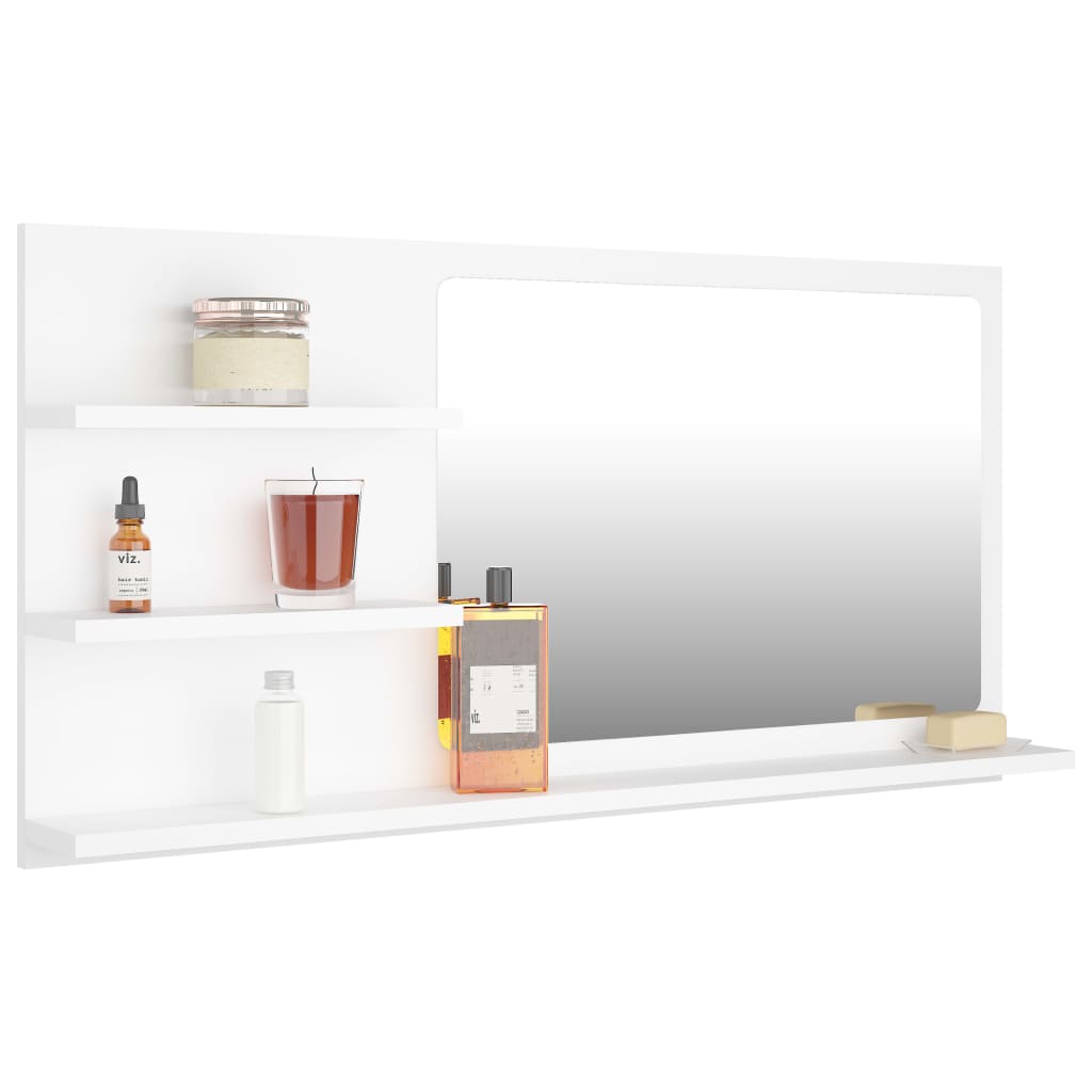 vidaXL fehér forgácslap fürdőszobai tükör 90 x 10,5 x 45 cm