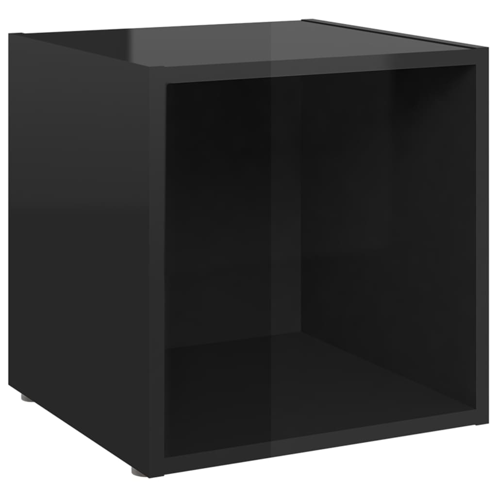 vidaXL magasfényű fekete forgácslap TV-szekrény 37 x 35 x 37 cm
