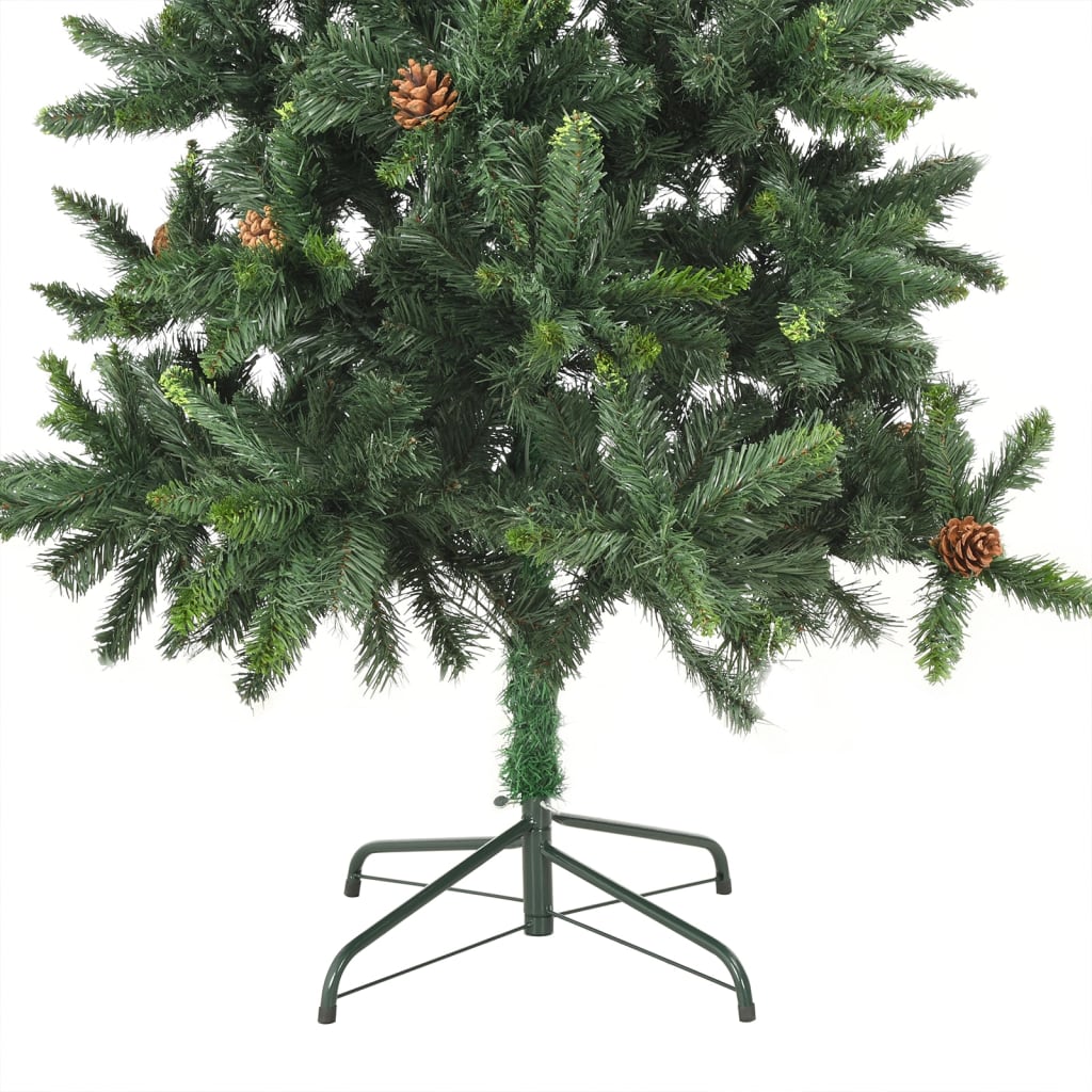 vidaXL zöld megvilágított műkarácsonyfa gömb szettel/tobozzal 210 cm