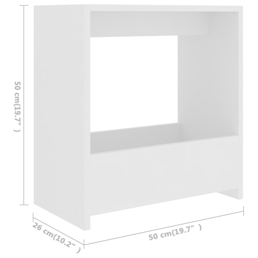 vidaXL fehér forgácslap kisasztal 50 x 26 x 50 cm