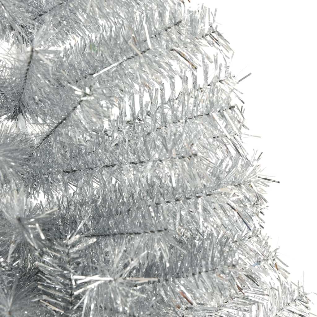 vidaXL ezüstszínű PET fél műkarácsonyfa állvánnyal 240 cm