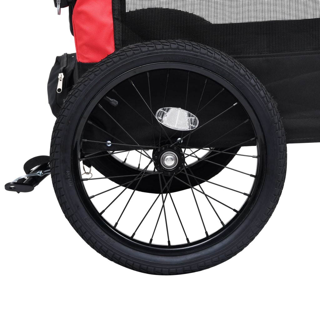 vidaXL piros/fekete 2 az 1-ben bicikli-utánfutó és sétakocsi