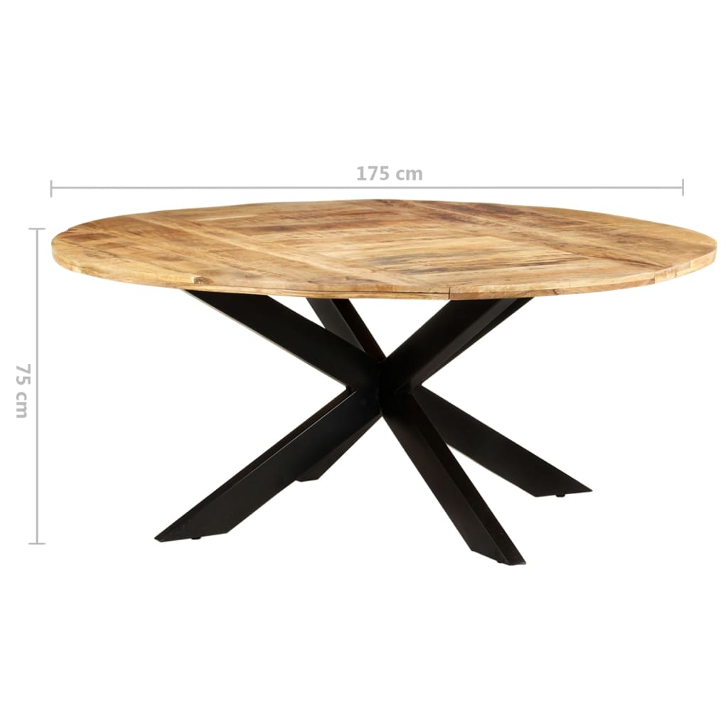 vidaXL nyers mangófa kerek étkezőasztal 175 x 75 cm