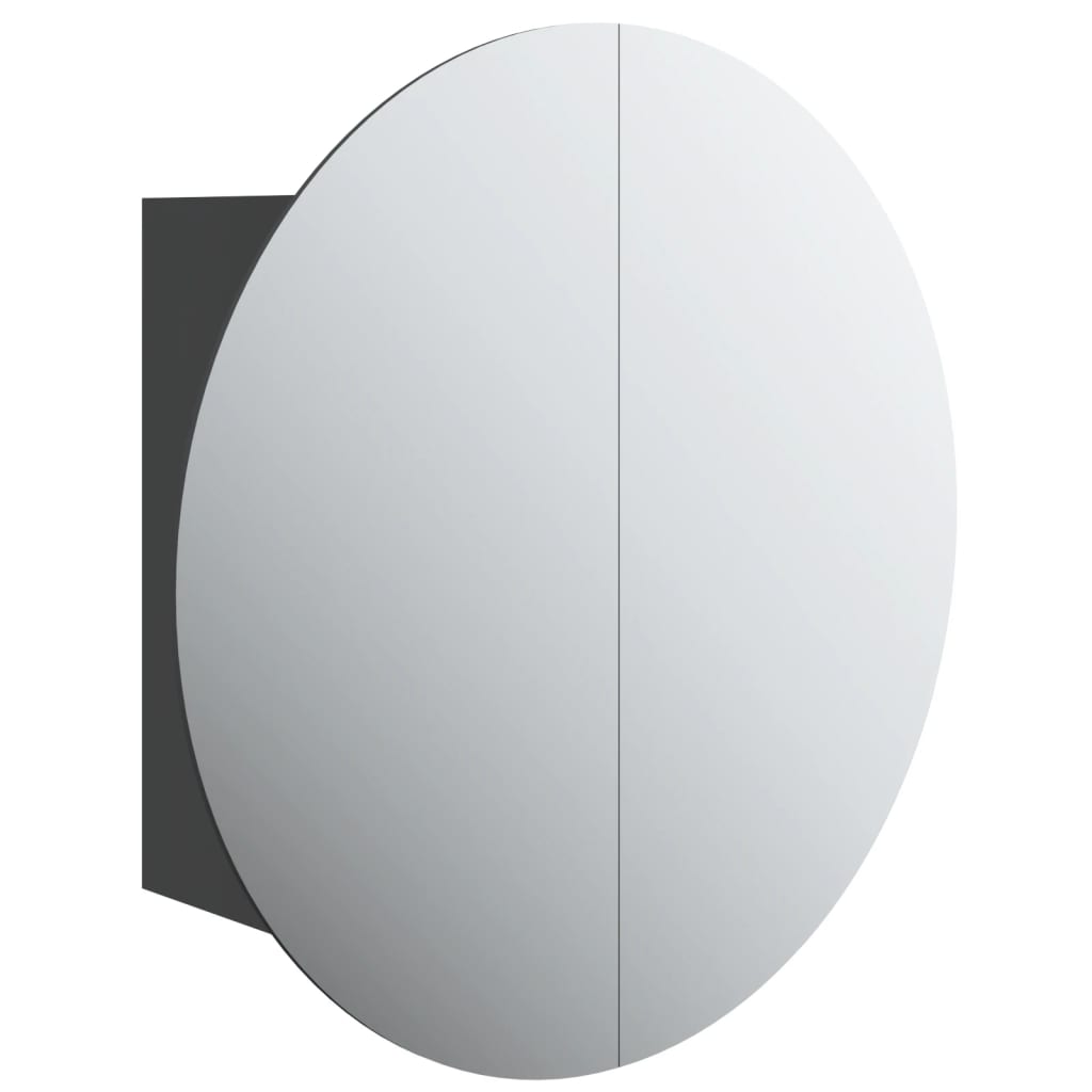 vidaXL fekete fürdőszobaszekrény kerek tükörrel/LED-del 47x47x17,5 cm