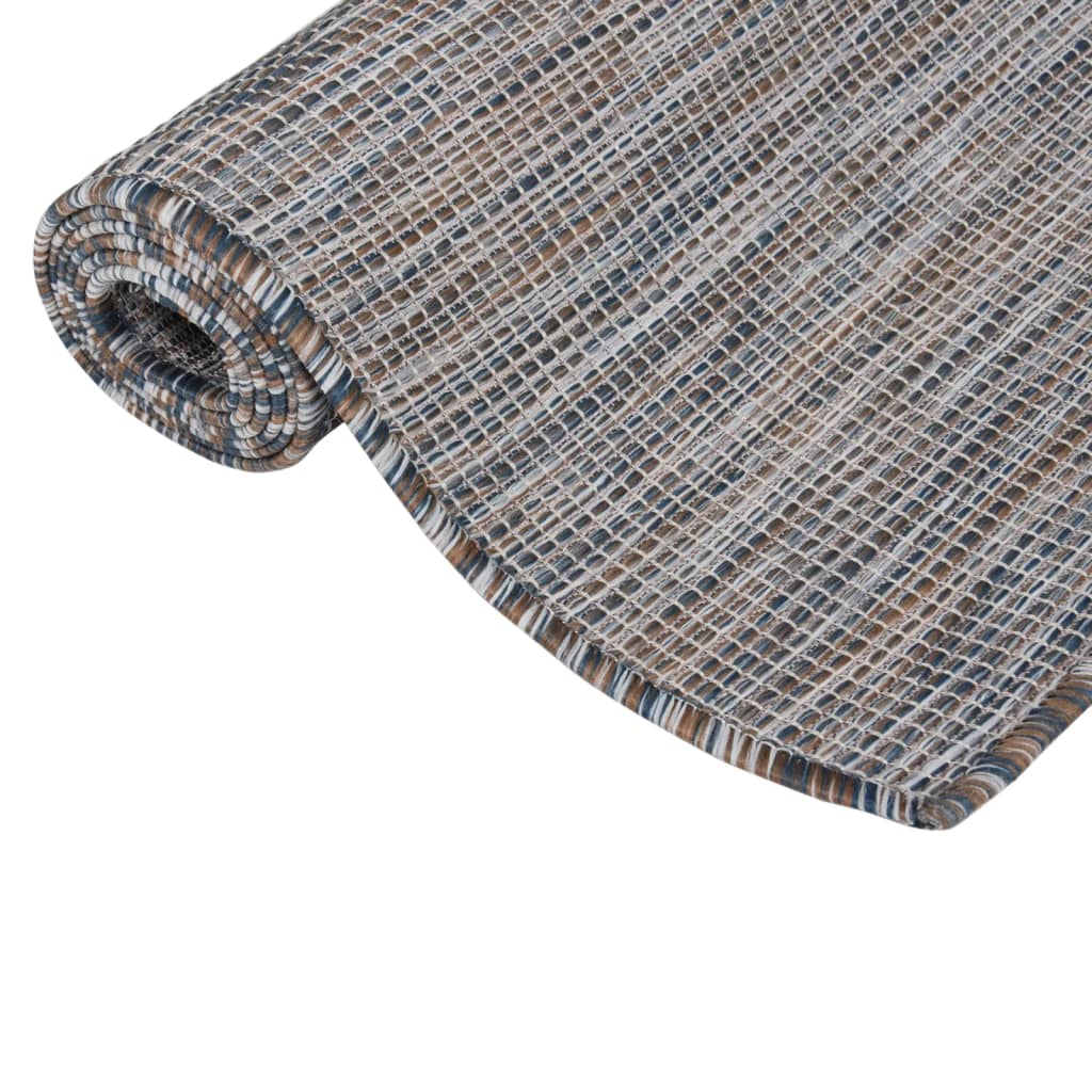 vidaXL barna-kék lapos szövésű kültéri szőnyeg 80 x 150 cm