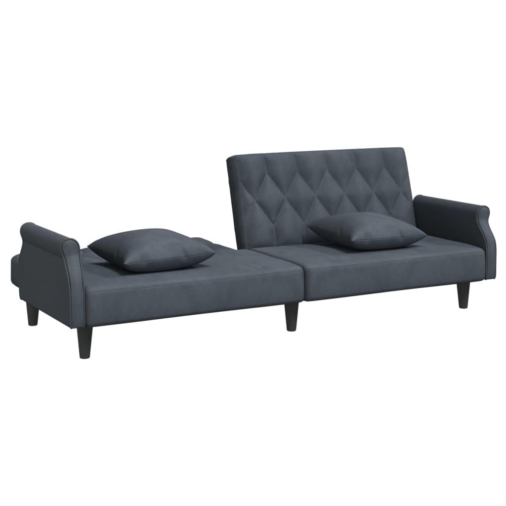 vidaXL sötétszürke bársony kanapéágy karfákkal