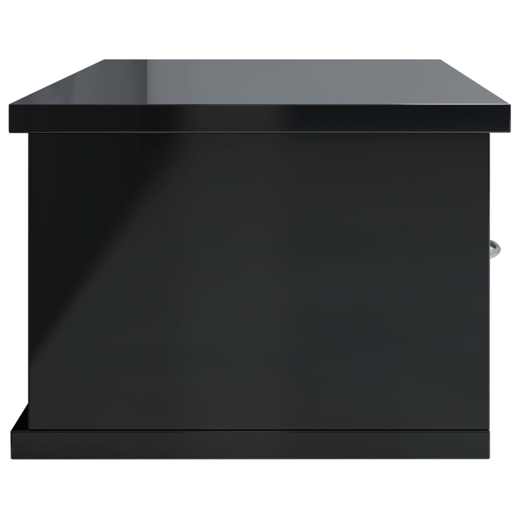 vidaXL magasfényű fekete falra szerelhető fiókos polc 60x26x18,5 cm