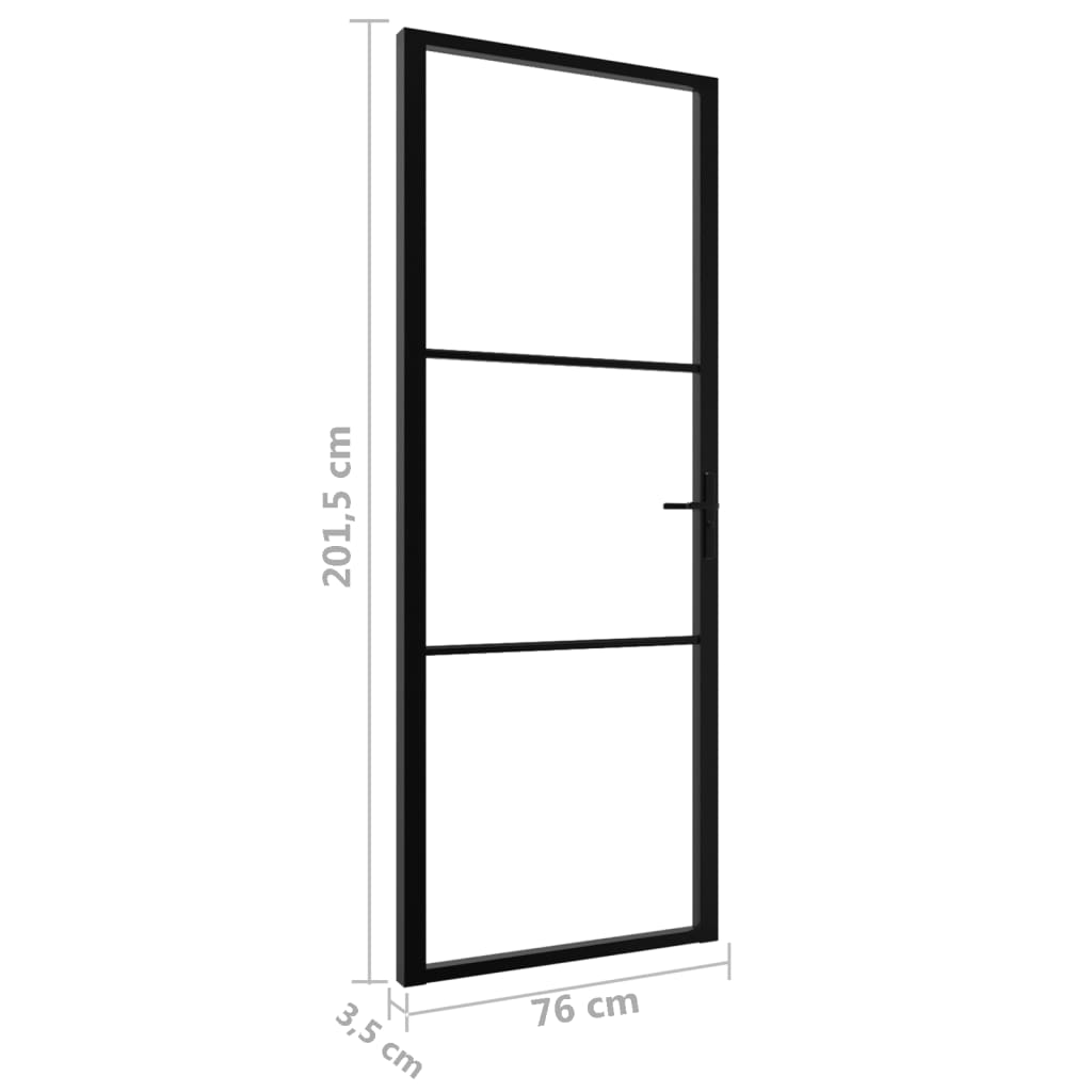vidaXL fekete ESG üveg és alumínium beltéri ajtó 76 x 201,5 cm