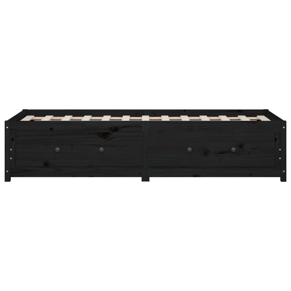 vidaXL fekete tömör fenyőfa kanapéágy 90 x 190 cm (Single)