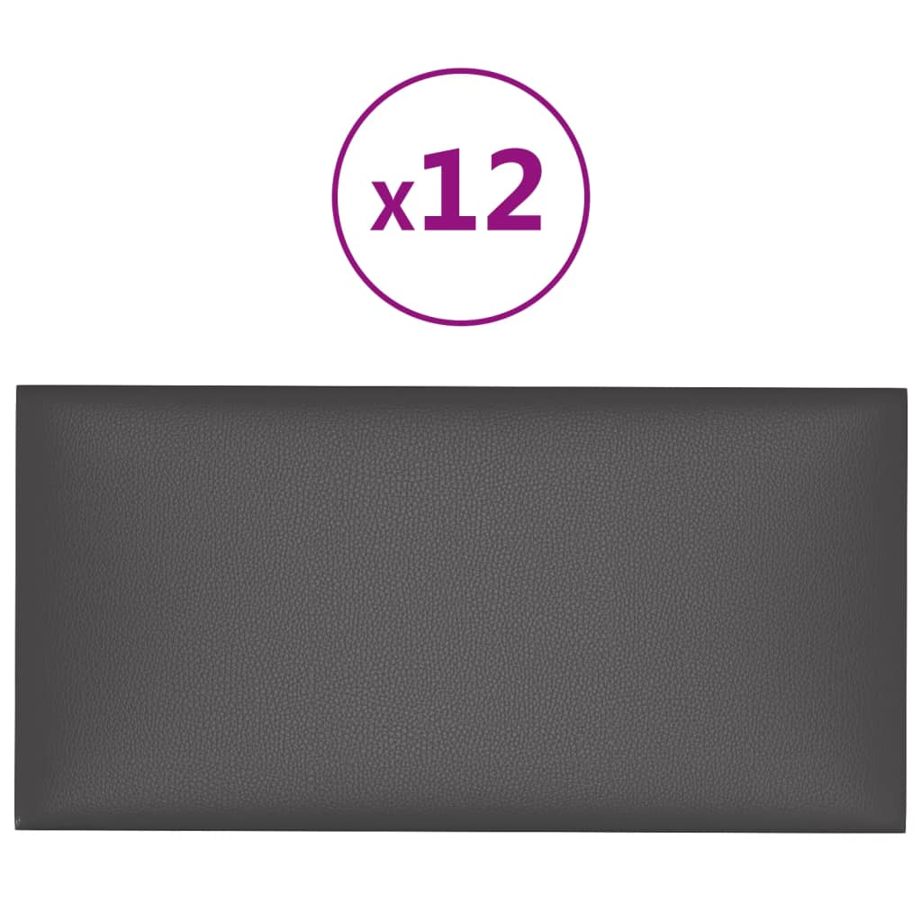 vidaXL 12 db szürke műbőr fali panel 30 x 15 cm 0,54 m²