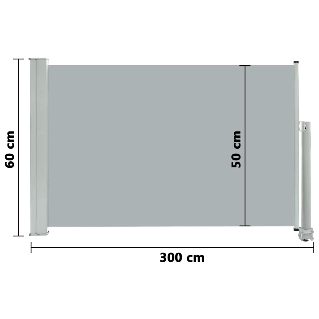 vidaXL szürke kihúzható oldalsó terasz napellenző 60 x 300 cm